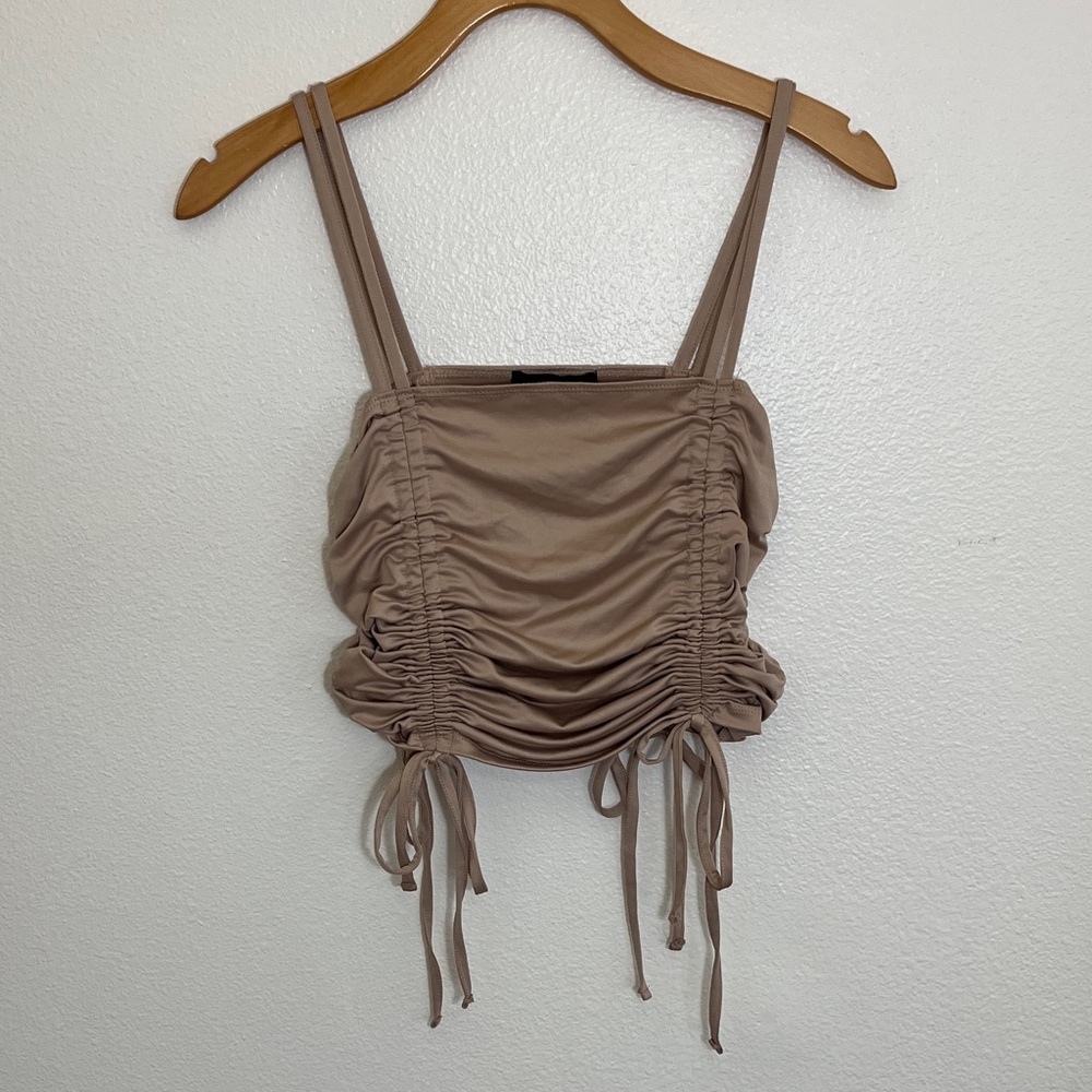 Forever 21 Ruched Light Pink Cropped Top